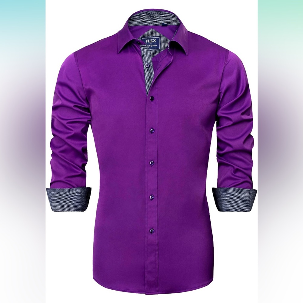*NEW* J.VER Long Sleeve Stretch Dress Shirt Wrinkle-Free Regular Fit Button Down